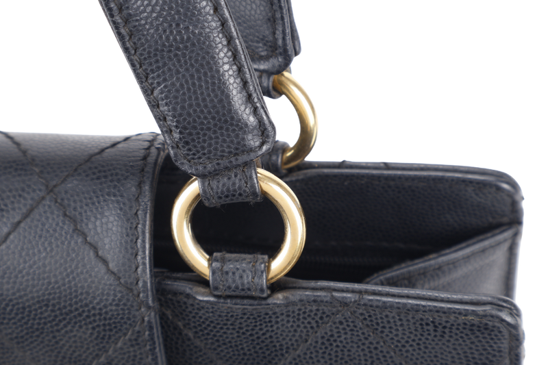 CHANEL TOP HANDLE BAG (500xxxx) BLACK CAVIAR LEATHER GOLD HARDWARE WITH DUST COVER