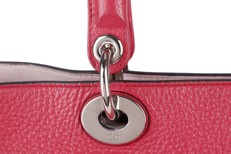 CHRISTIAN DIOR DIORISSIMO TOTE BAG (09-MA-0173) LARGE PINK PEBBLED LEATHER, SILVER HARDWARE, WITH CARD, STRAP & DUST COVER