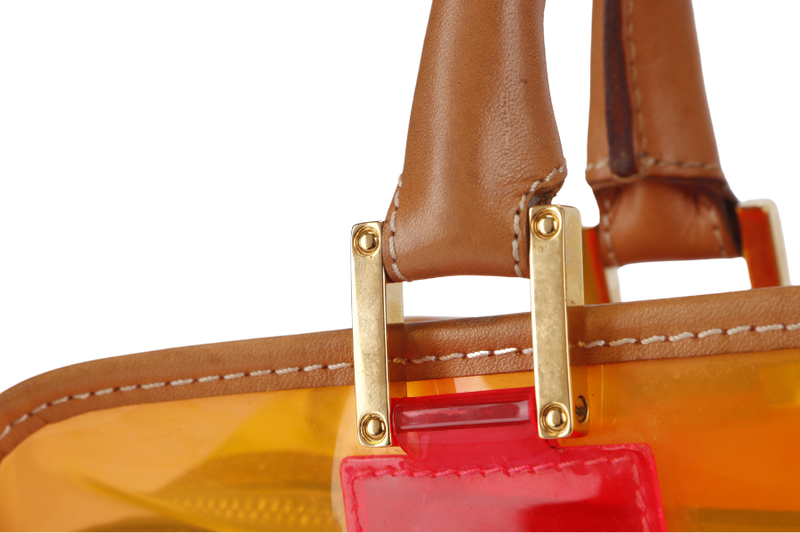 LOEWE AMAZONA 35 ORANGE PVC VINYL GOLD HARDWARE WITH POUCH, PADLOCK AND KEYS