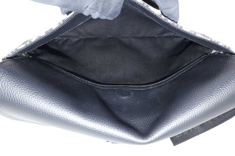 CHRISTIAN DIOR SADDLE A5 POUCH OBLIQUE JACQUARD WITH BLACK LEATHER WITH DUST COVER