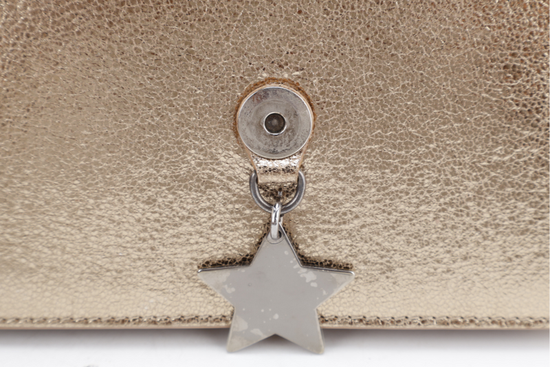 JIMMY CHOO SERENA STAR CHARM CROSSBODY BAG SMALL GOLD METALLIC SILVER HARDWARE WITH DUST COVER AND BOX