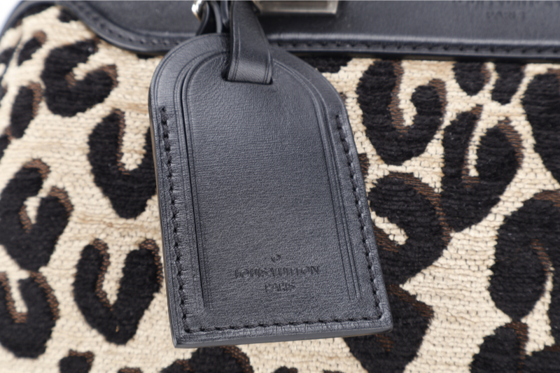 LOUIS VUITTON M97396 LEOPARD SPEEDY 30 FABRIC BROWN STEPHEN SPROUSE SILVER HARDWARE WITH DUST COVER
