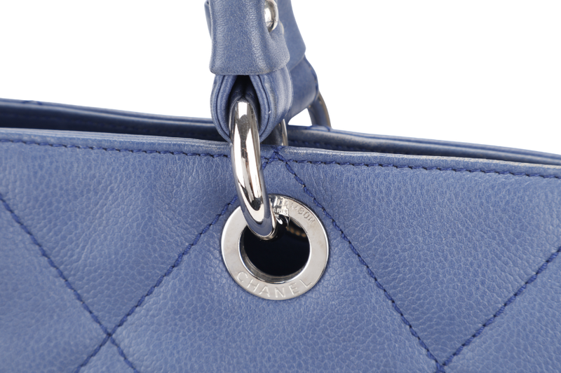 CHANEL TIMELESS SOFT SHOPPER TOTE BLUE CAVIAR LEATHER SILVER HARDWARE (1277xxxx) WITH DUST COVER