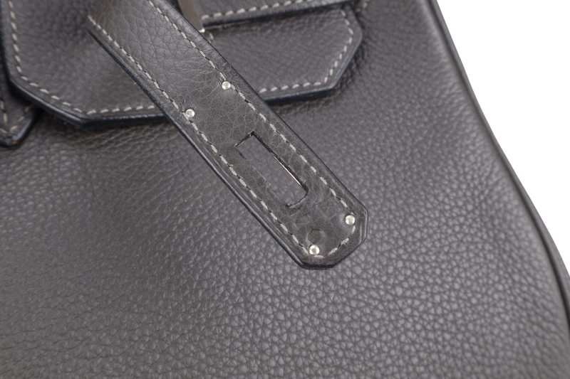 HERMES BIRKIN 40 TOGO LEATHER ETAIN SILVER HARDWARE STAMP K (YEAR 2007) WITH DUST COVER, RAINCOAT, PADLOCK AND KEYS