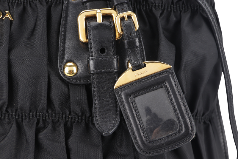 PRADA TESSUTO GAUFRE (BN1788) NYLON NERO WITH STRAP AND DUST COVER