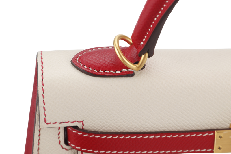 HERMES KELLY 25 HSS SELLIER STAMP D (YEAR 2022) EPSOM CRAIE ROUGE CASAQUE BRUSHED GOLD HARDWARE WITH LOCK&KEYS, RAINCOAT AND DUST COVER