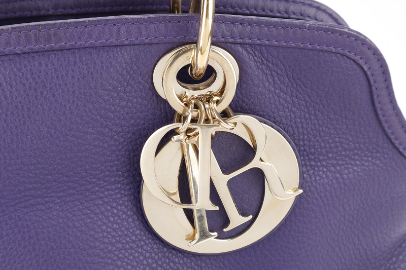 CHRISTIAN DIOR GRANVILLE PURPLE CALF LEATHER GOLD HARDWARE 17-BO-0173 WITH DUST COVER AND STRAPS