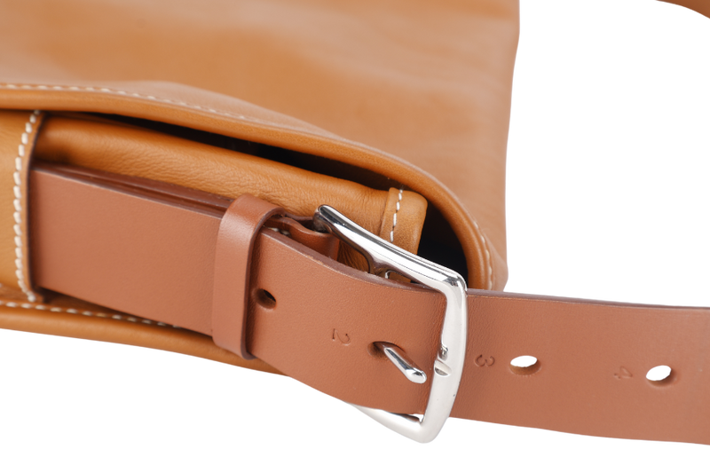 HERMES BARDA MESSENGER BAG 35 BROWN SWIFT LEATHER SILVER HARDWARE STAMP P SQUARE (YEAR 2012) WITH STRAPS