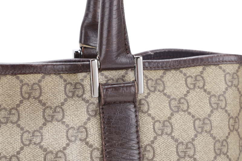 GUCCI TOTE BAG BROWN CANVAS SILVER HARDWARE NO DUST COVER