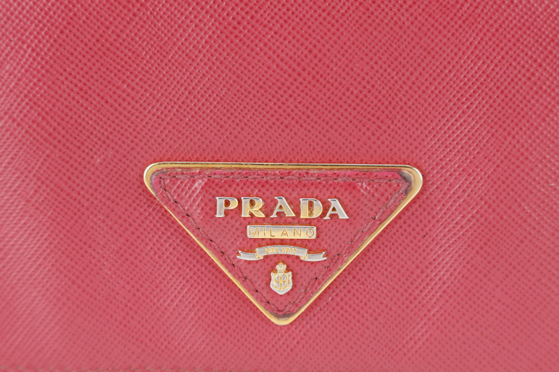 PRADA LONG WALLET PINK SAFFIANO LEATHER GOLD HARDWARE WITH BOX
