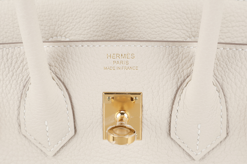 HERMES BIRKIN 25 CRAIE TOGO GOLD HARDWRAE STAMP W (YEAR 2024) WITH TWILLY, KEYS&LOCK AND BOX