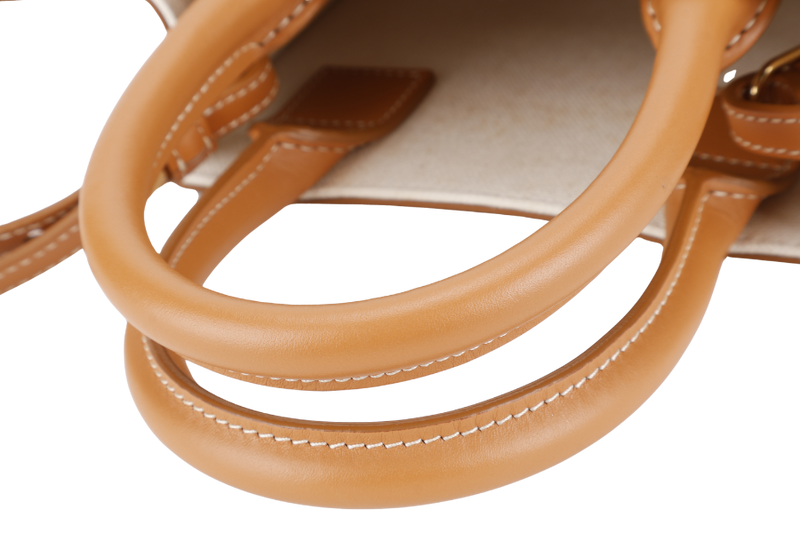CELINE CABAS VERTICAL TOTE NATURAL TAN COLOR GOLD HARDWARE WITH STRAPS AND DUST COVER