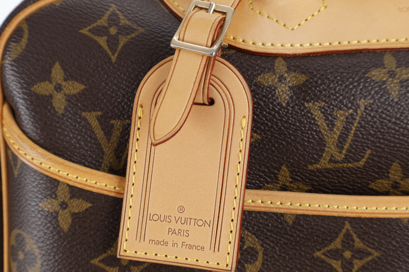 LOUIS VUITTON M47270 DEAUVILLE HAND BAG BROWN MONOGRAM CANVAS GOLD HARDWARE WITH DUST COVER