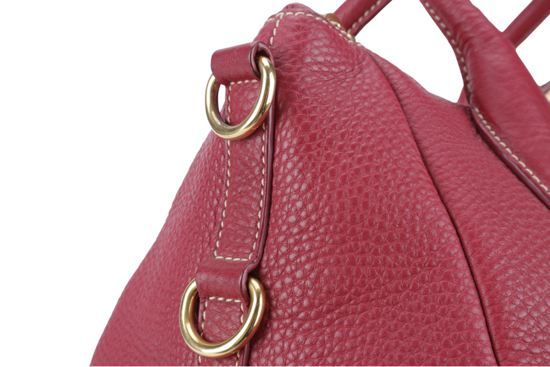 PRADA 2WAY TOTE (BN2318) FUCHSIA VITELLO DAINO LEATHER GOLD HARDWARE WITH STRAPS AND CARD