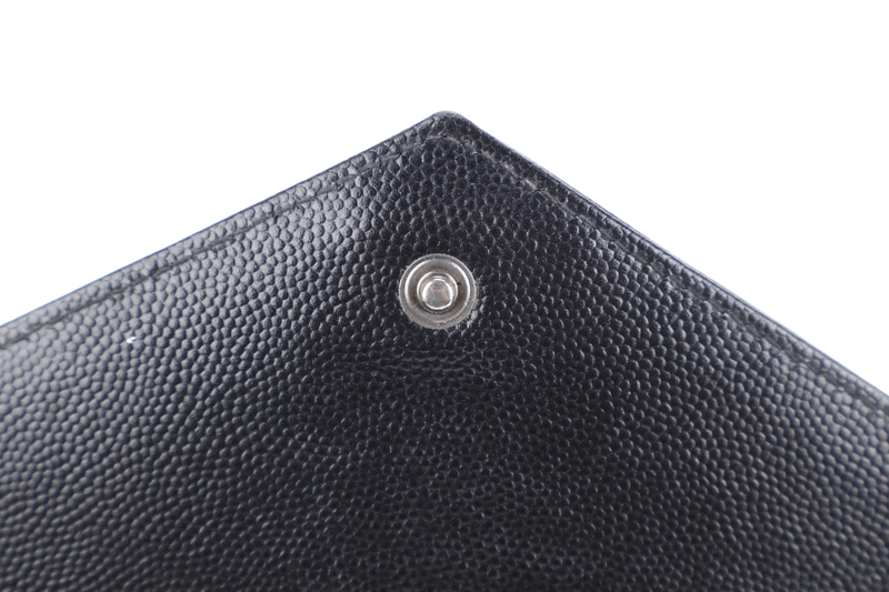 YVES SAINT LAURENT (YSL) CLASSIC CASSANDRE SO BLACK CHAIN WALLET MATELASSE LEATHER BLACK HARDWARE WITH STRAPS NO DUST COVER
