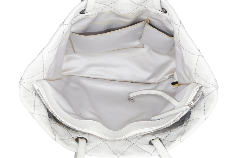 CHANEL ON THE ROAD TOTE BAG SHOULDER QUILTED LEATHER GREY (1333xxxx) SILVER HARDWARE NO DUST COVER