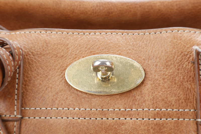 MULBERRY BAYSWATER SMALL BROWN LEATHER GOLD HARDWARE WITH LEATHER STRAPS AND DUST COVER