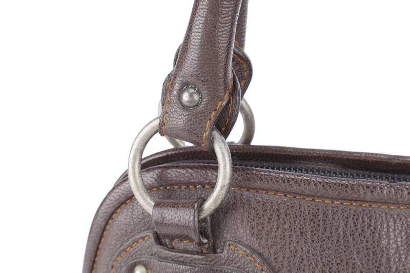 CHRISTIAN DIOR VINTAGE OBLIQUE TROTTER SATCHEL BAG BROWN LEATHER BEIGE CANVAS SILVER HARDWARE (07-BO-0036) NO DUST COVER