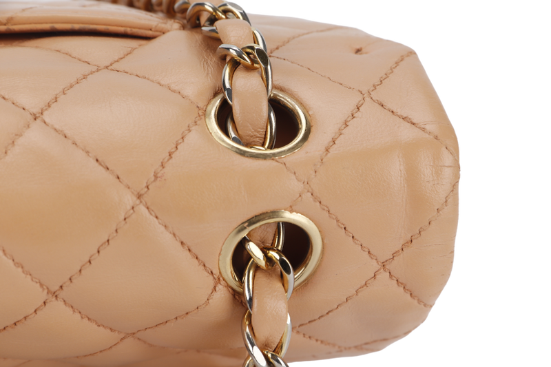 CHANEL CLASSIC FLAP SMALL (9589xxxx) PEACH COLOR LAMBSKIN GOLD HARDWARE