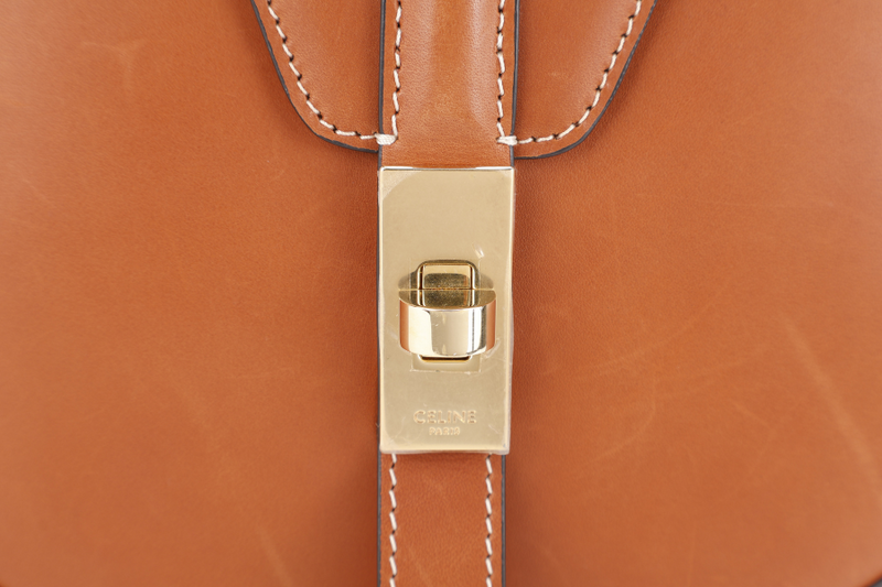 CELINE BESACE MEDIUM 16 NATURAL CALFSKIN LEATHER GOLD HARDWARE WITH DUST COVER