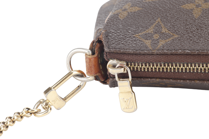 LOUIS VUITTON M95567 EVA CLUTCH MONOGRAM CANVAS GOLD HARDWARE WITH LEATHER, CHAIN STRAPS AND DUST COVER