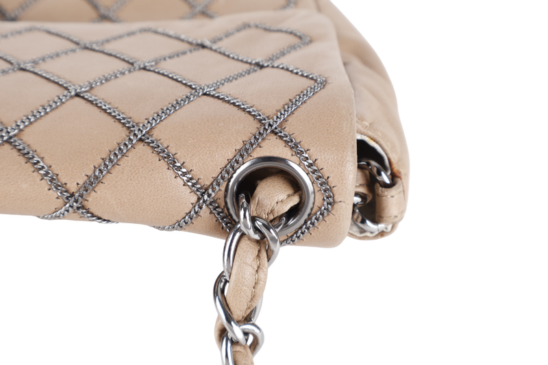 CHANEL CLASSIC FLAP CHAIN QUILTED (955xxxx) SMALL BROWN CALF LEATHER SILVER HARDWARE WITH DUST COVER