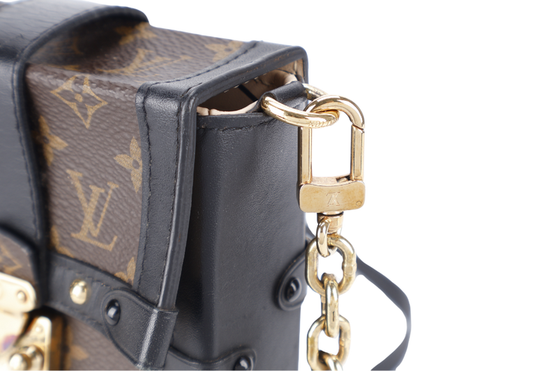 LOUIS VUITTON M63913 POCHETTE TRUNK VERTICALE BROWN MONOGRAM CANVAS GOLD HARDWARE WITH DUST COVER