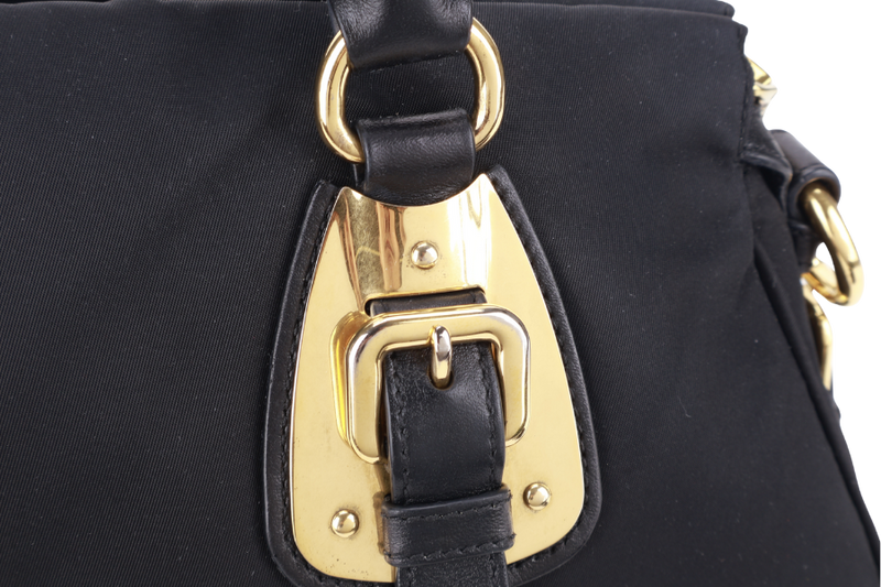 PRADA BN1903 TOP HANDLE BLACK NYLON GOLD HARDWARE NO DUST COVER