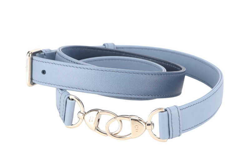 CHRISTIAN DIOR LADY DIOR MEDIUM BLUE GRADIENT SILVER HARDWARE WITH CARD, STRAPS AND DUST COVER