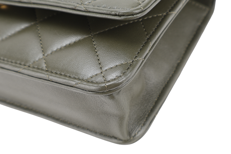 CHANEL PICK ME UP TOP HANDLE WOC GREEN LAMBSKIN GOLD HARDWARE (P45Txxxx) WITH DUST COVER, BOX AND PAPER BAG