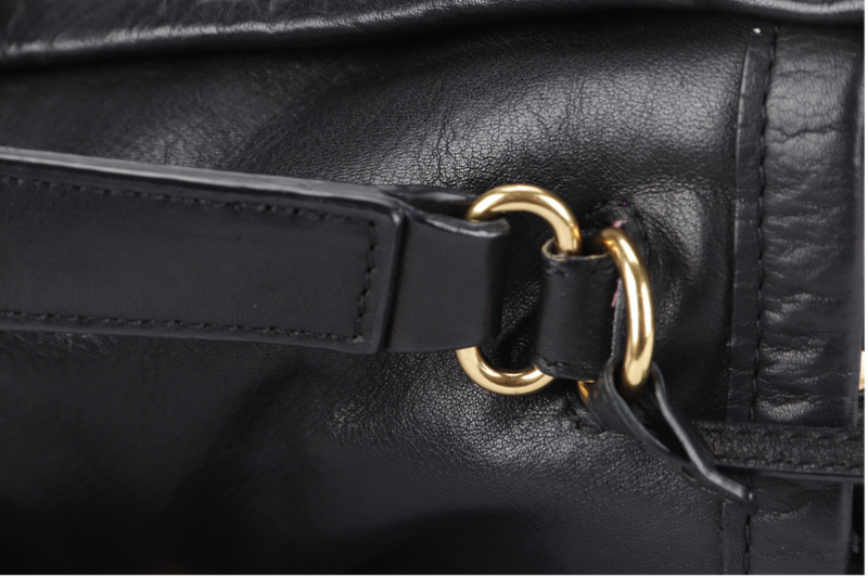 RABEANCO SHOULDER BAG BLACK LEATHER GOLD HARDWARE WITH DUST COVER