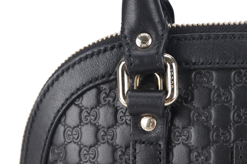 GUCCI MICRO GUCCISSIMA DOME BAG (449654 493075) BLACK LEATHER GOLD HARDWARE WITH STRAP AND DUST COVER