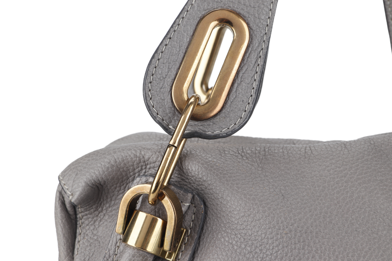 CHLOE PARATY HANDBAG( 01135765-D) GREY CALF LEATHER GOLD HARDWARE WITH DUST COVER AND CARD