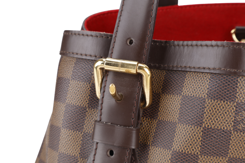 LOUIS VUITTON HAMPSTEAD MM SHOULDER BAG DAMIER EBENE CANVAS GOLD HARDWARE WITH DUST COVER