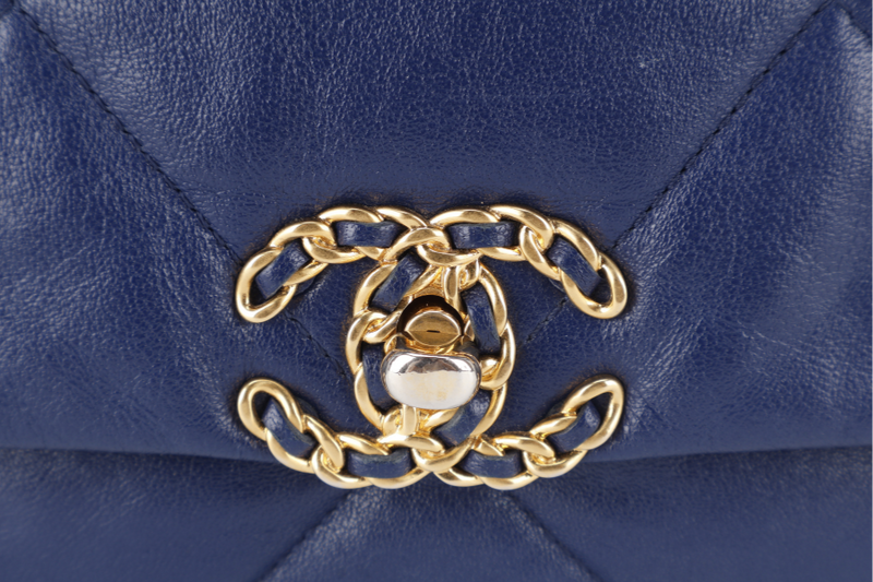 CHANEL C19 (2943xxxx) SMALL ELECTRIC BLUE CLAFSKIN MIX HARDWARE WITH DUST COVER, CARD AND BOX