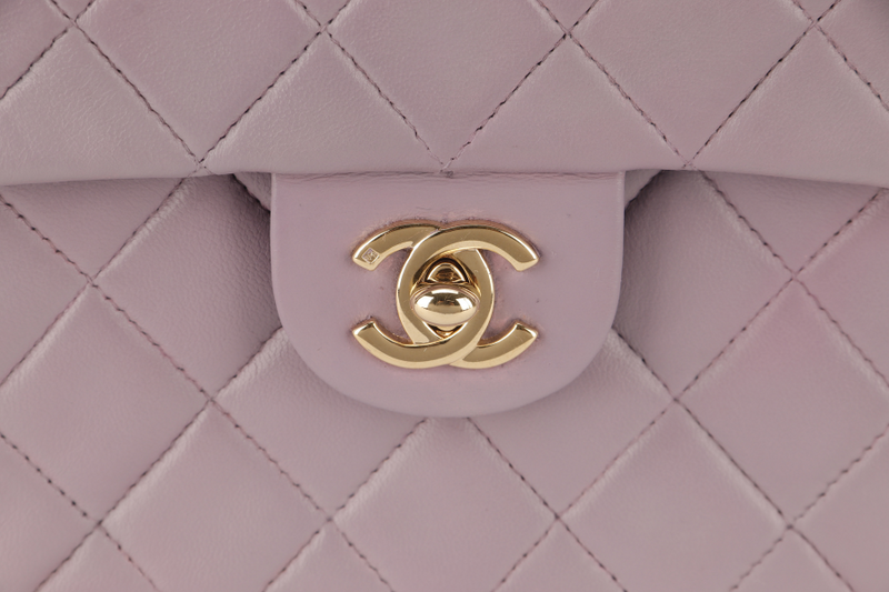 CHANEL VINTAGE CLASSIC FLAP MINI SQUARE (795xxxx) LILAC LAMBSKIN GOLD HARDWARE WITH CARD AND DUST COVER