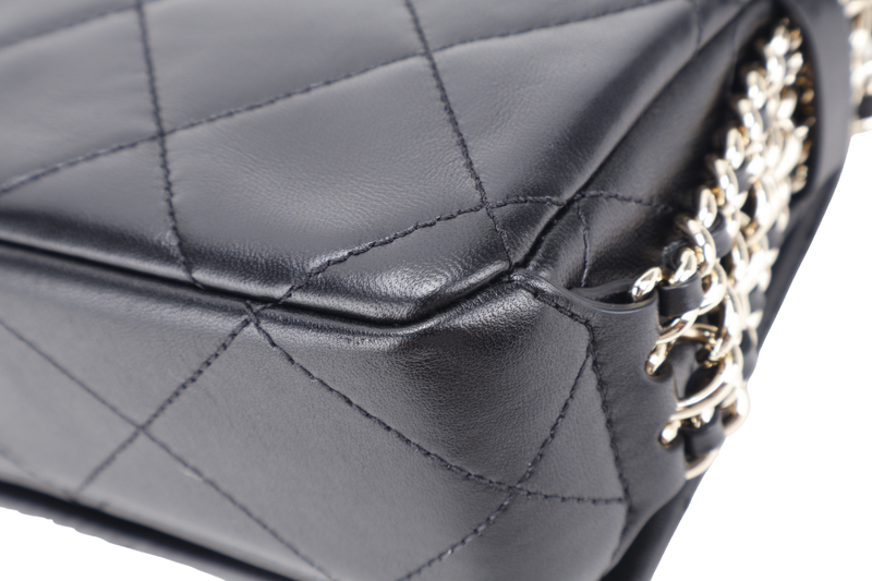 CHANEL CHAIN AROUND SHOULDER BAG (NPL1xxxx) BLACK LAMBSKIN GOLD HARDWARE WITH DUST COVER, BOX AND PAPER BAG