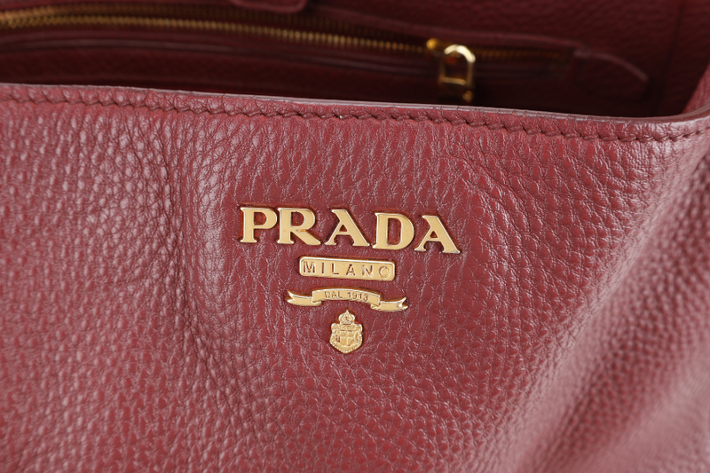 PRADA PINK VITELLO DAINO LEATHER SIDE POCKET TOTE BAG GOLD HARDWARE NO DUST COVER