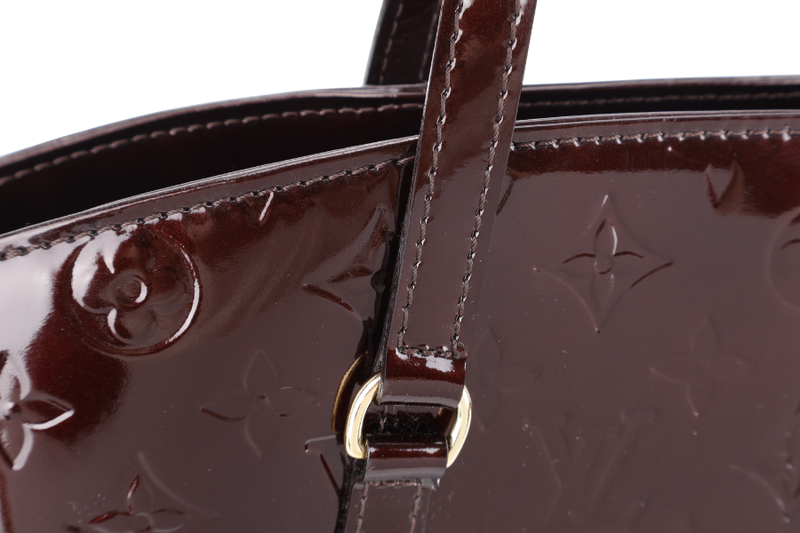 LOUIS VUITTON M91567 AVALON MM AMARANTE MONOGRAM VERNIS LEATHER GOLD HARDWARE WITH DUST COVER