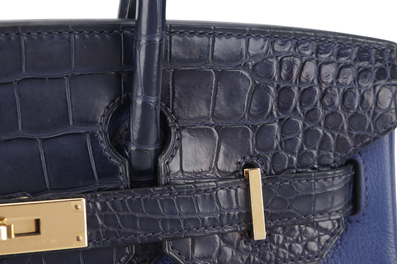 HERMES BIRKIN 30 STAMP C (YEAR 2018) TOUCH BLUE MARINE BLUE SAPPHIRE MATTE ALLIGATOR-NOVILLO LEATHER GOLD HARDWARE WITH KEYS,LOCK, RAINCOAT AND DUST COVER