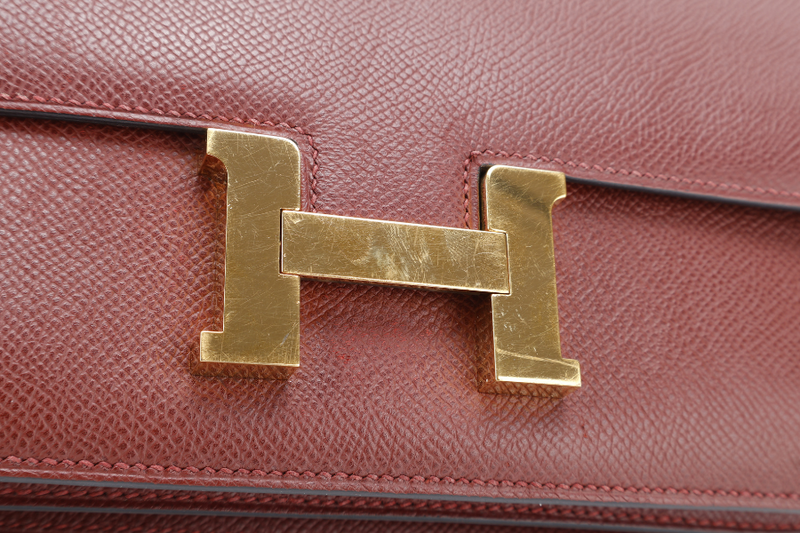 HERMES CONSTANCE ELAN ROUGE H STAMP R (YEAR 2014) EPSOM LEATHER GOLD HARDWARE WITH DUST COVER