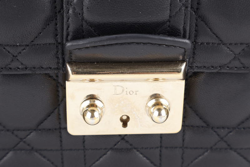 CHRISTIAN DIOR NEW LOCK FLAP BAG BLACK LAMBSKIN LEATHER GOLD HARDWARE WITH KEYS NO DUST COVER