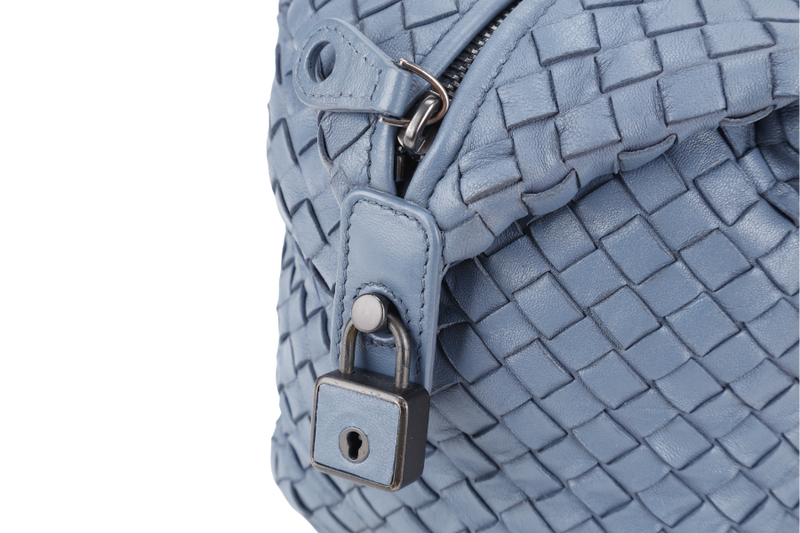 BOTTEGA VENETA LIGHT BLUE INTERCCIATO BOWLER BAG NO DUST COVER WITH LOCK &amp; KEYS