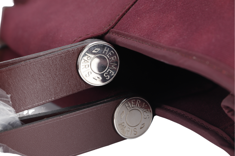 HERMES CABAG ELAN 39 BURGUNDY VELVET PHW STAMP T (YEAR 2015) WITH DUST COVER