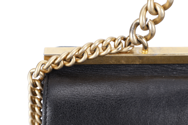 CHANEL STITCHED LAMBSKIN COCO LUXE MEDIUM FLAP BAG BLACK GOLD HARDWARE WITH CARD NO DUST COVER