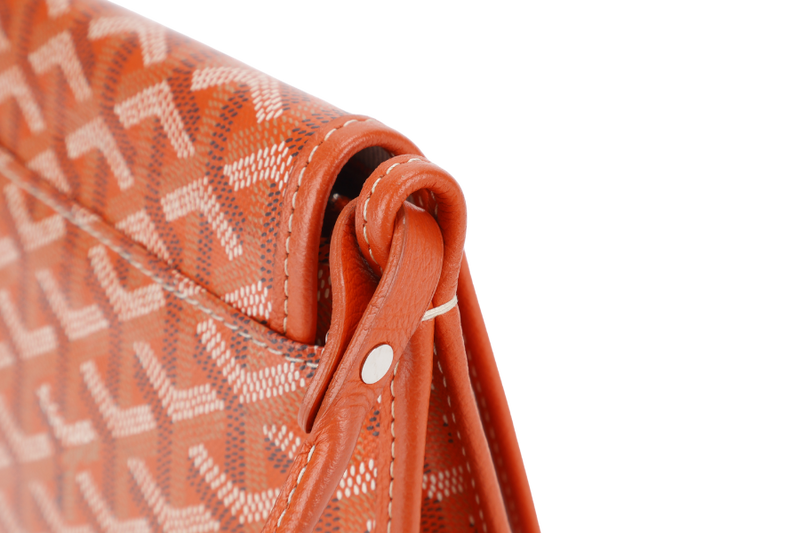 GOYARD GOYARDINE PLUMET ORANGE CANVAS SLING BAG SILVER HARDWARE NO DUST COVER