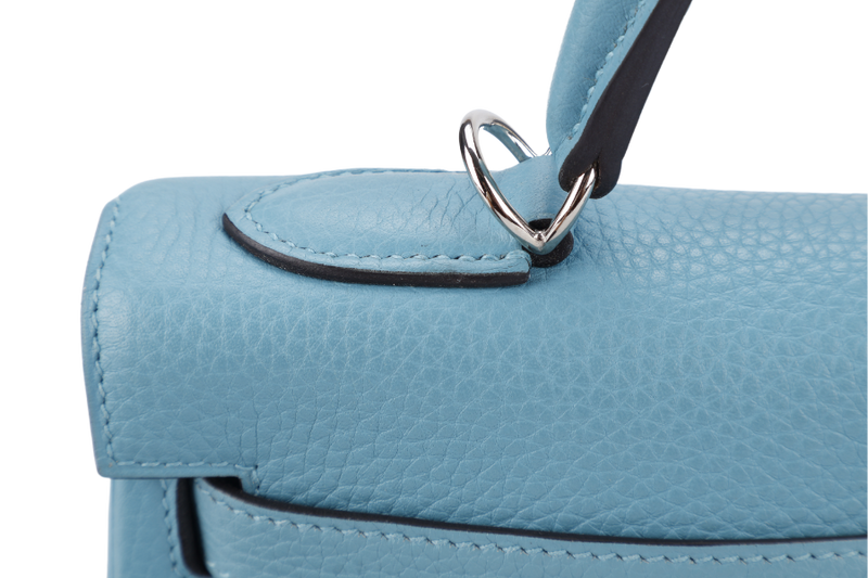 HERMES KELLY 32 BLUE ATOLL CLEMENCE SILVER HARDWARE STAMP X (YEAR 2016) WITH KEYS&LOCK, STRAPS, DUST COVER AND BOX