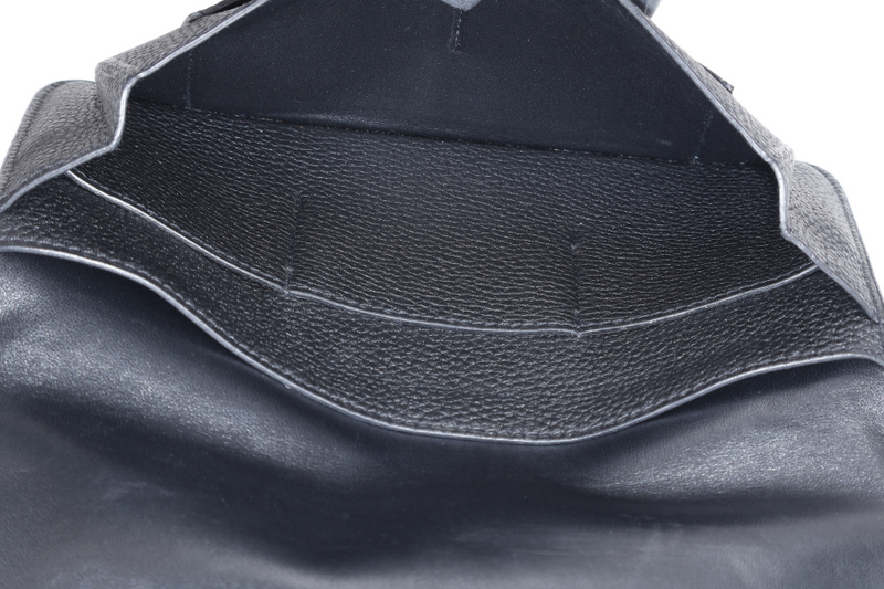 HERMES DOGON DUO WALLET STAMP O SQUARE (YEAR 2011) NOIR TOGO LEATHER SILVER HARDWARE WITH BOX