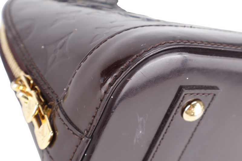 LOUIS VUITTON ALMA BB AMARANTE VERNIS (M12173) GOLD HARDWARE WITH LOCK&KEYS , DUST COVER, STRAPS AND BOX