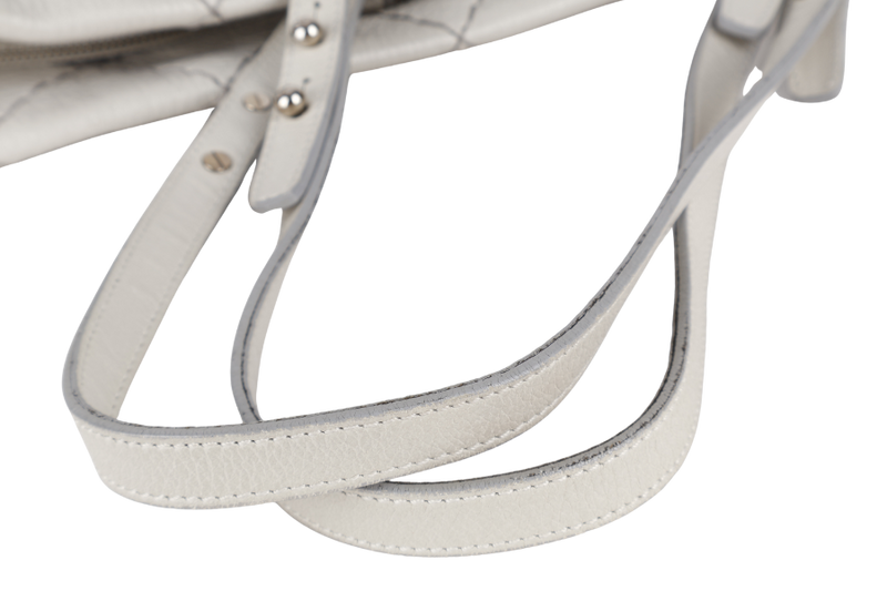 CHANEL ON THE ROAD TOTE BAG SHOULDER QUILTED LEATHER GREY (1333xxxx) SILVER HARDWARE NO DUST COVER